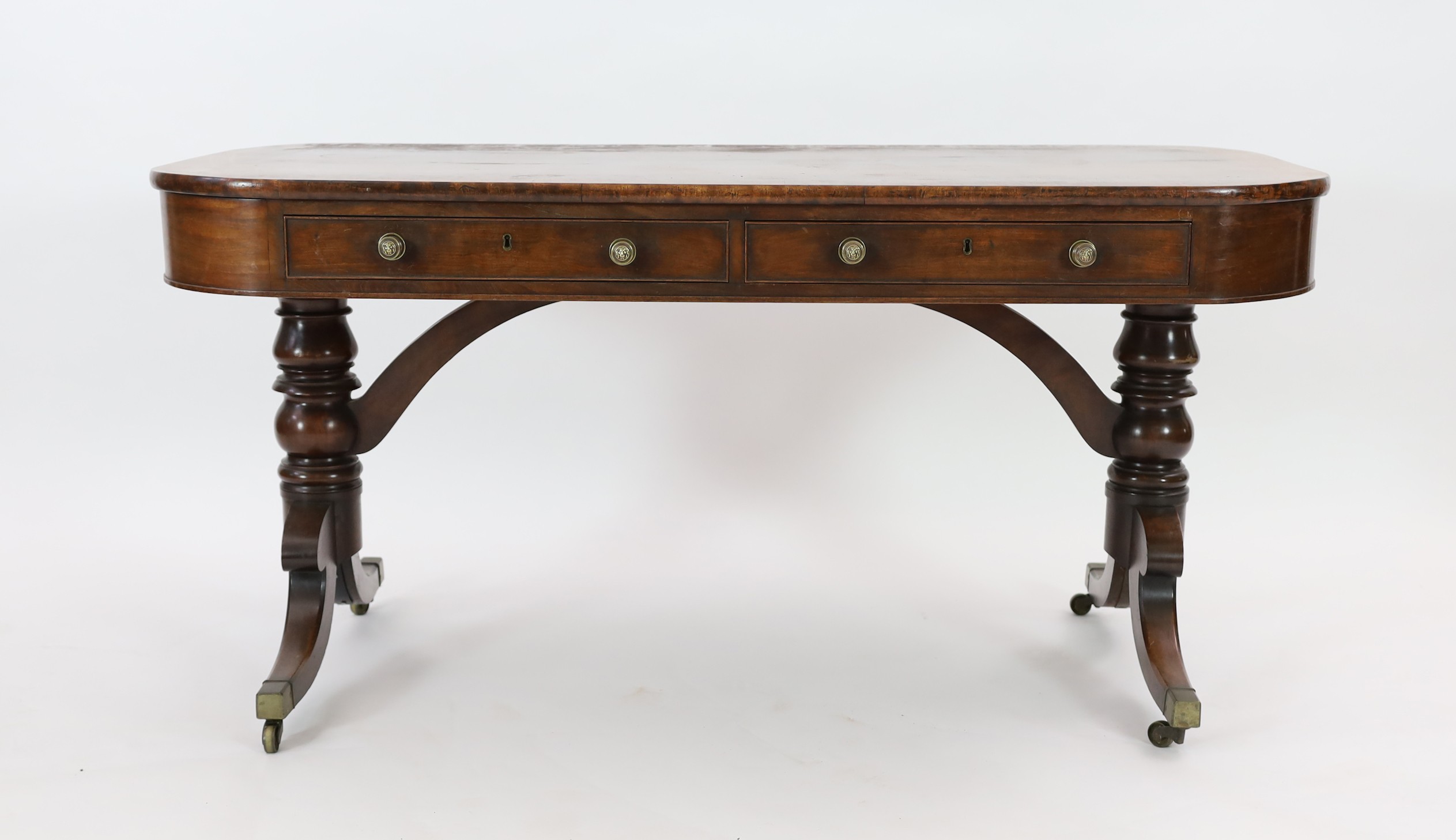 A Regency mahogany library table, W.152cm D.76cm H.75cm